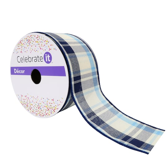 2.5" x 25ft. Wired Plaid Ribbon by Celebrate It™ Décor